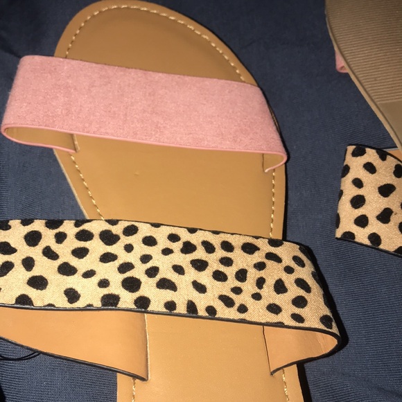 Qupid Pink and Leopard Print Sandals - Picture 3 of 3